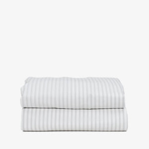 Thick Cotton Percale Flat Sheet Grey Stripe
