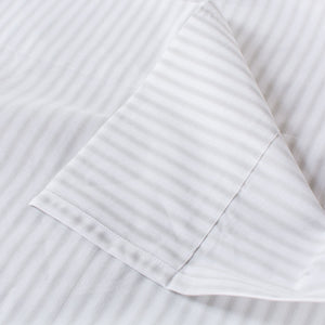 Heavyweight Cotton Percale Flat Sheet Ash Ticking Stripe