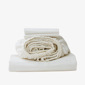 Heavyweight Percale Cotton Sheet Set Ivory