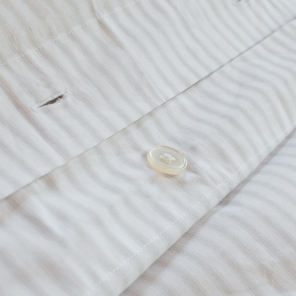 Heavyweight percale cotton quilt cover set in Ash Ticking Stripe