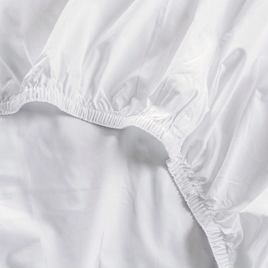 Heritage thicker cotton percale fitted sheet white