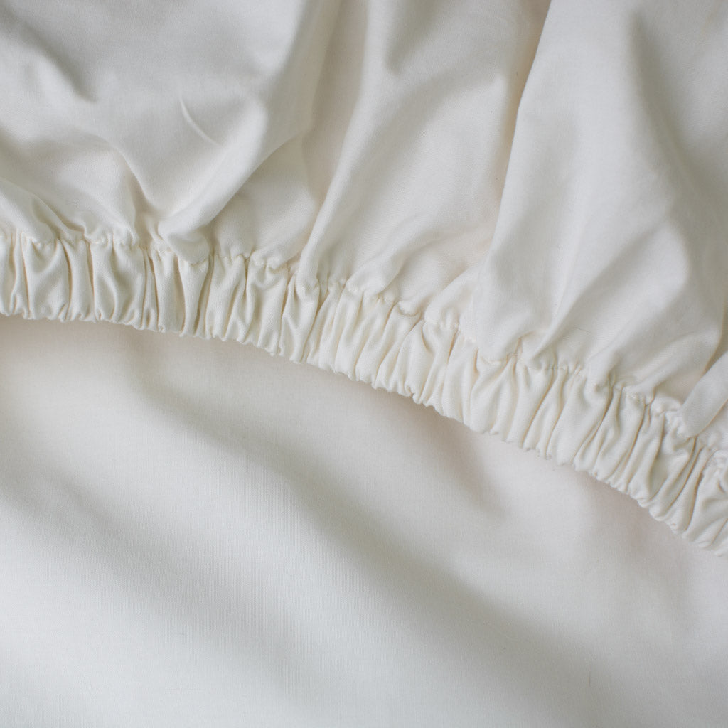 Heavyweight Cotton Percale Fitted Sheet Ivory Off White