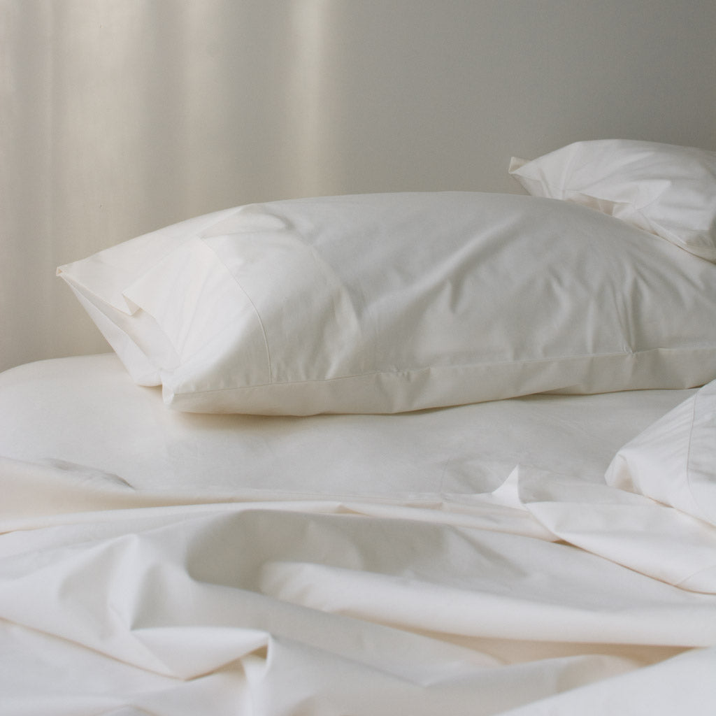 Heavyweight Cotton Percale Fitted Sheet Ivory
