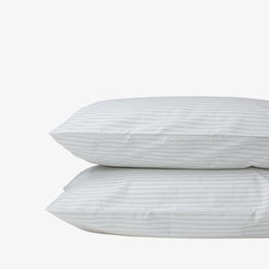 Thick Crisp Cotton Pillowcases Grey Ash Ticking Stripe