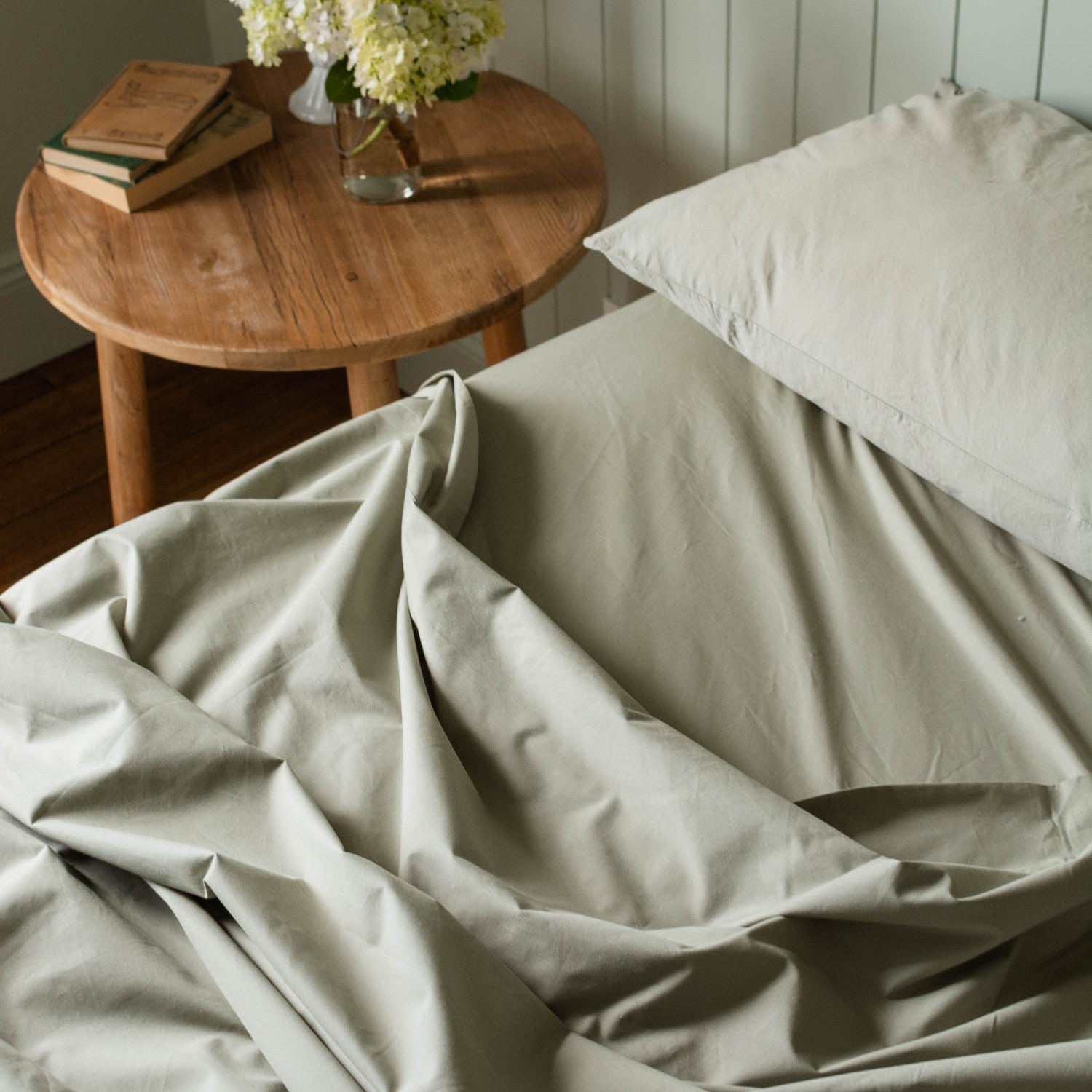 Heavyweight Cotton Percale Pillowcase Set Sage Green