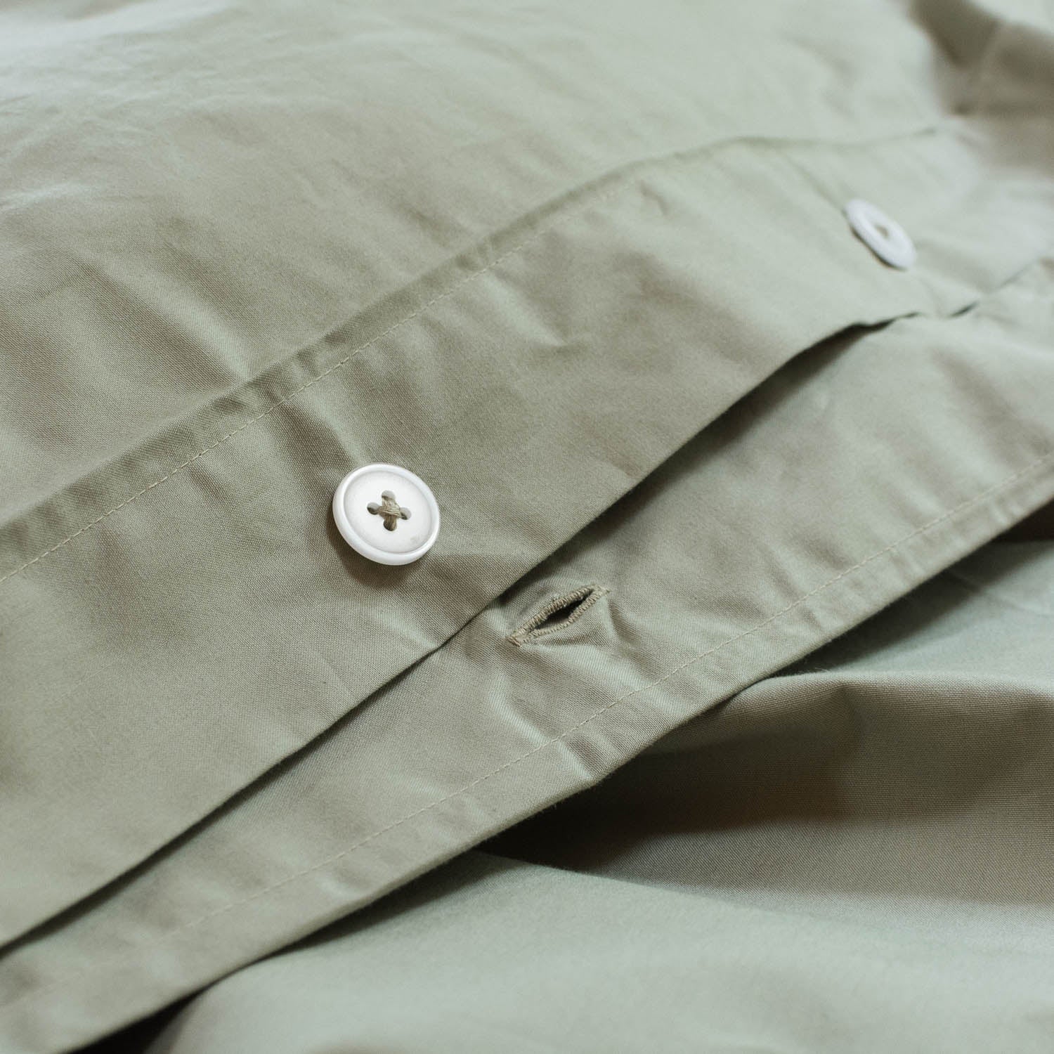 Heavyweight Cotton Percale Quilt Cover with Button Closure Sage